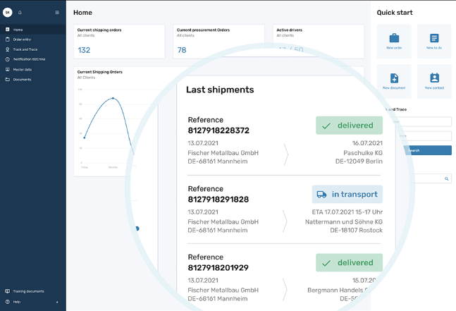 screenshot of EIKONA Logistics Cloud